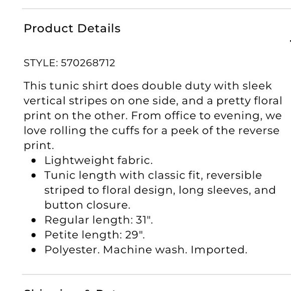 Chico's Reversible Long Sleeve Black Stripe Floral Button Up Blouse. - Picture 15 of 16